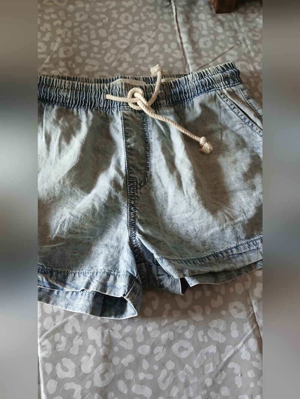 Light Weight Denim Drawstring Shorts